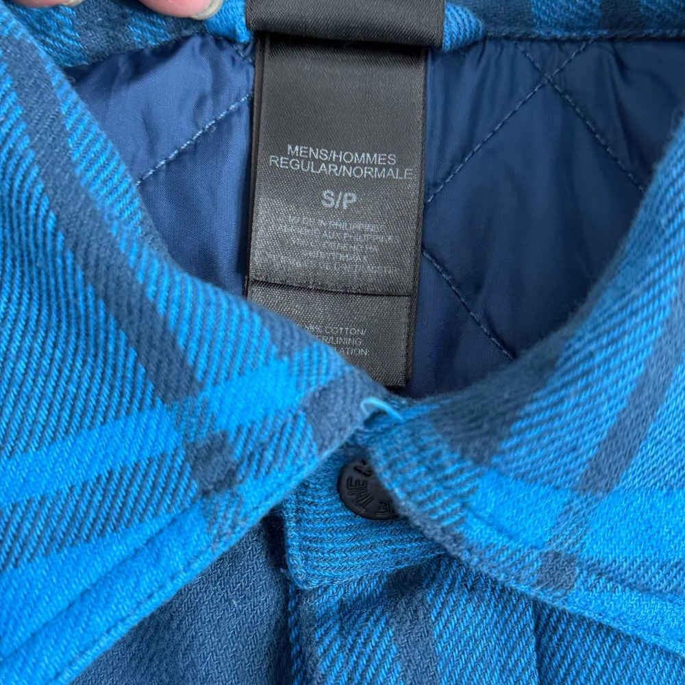The North Face Quilted Flannel Shirt Jacket Mens Small Blue Outdoors Hiking - Picture 7 of 10